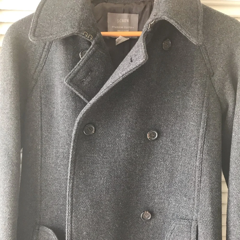 J. Crew Wool-Blend Stadium Cloth Double-Breasted Mid-length Coat - Sz 00